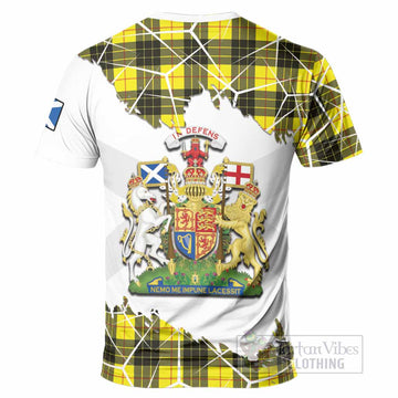 MacLeod (McLeod) Tartan T-Shirt with Family Crest and Lion Rampant Grunge Style