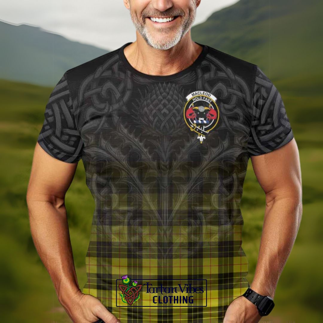 MacLeod (McLeod) Tartan T-Shirt with Family Crest Celtic Thistle Vibes