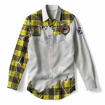 MacLeod (McLeod) Tartan Women Casual Shirt with Family Crest and Lion Rampant Grunge Style