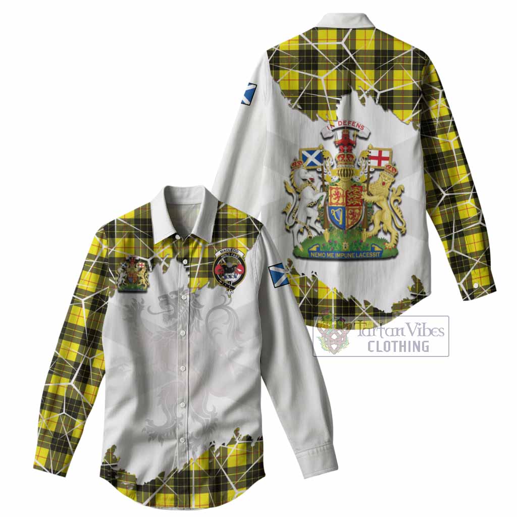 MacLeod (McLeod) Tartan Women Casual Shirt with Family Crest and Lion Rampant Grunge Style
