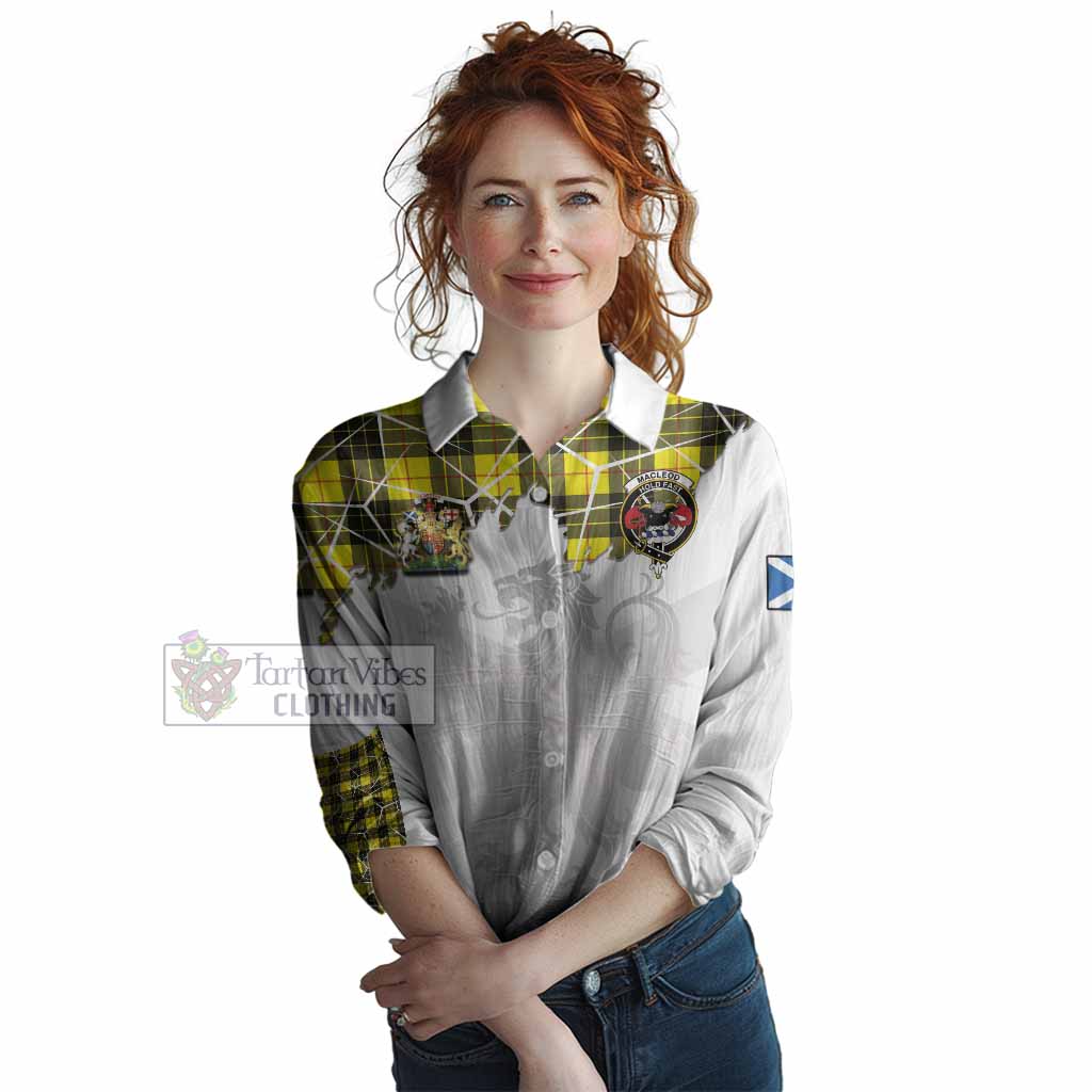 MacLeod (McLeod) Tartan Women Casual Shirt with Family Crest and Lion Rampant Grunge Style