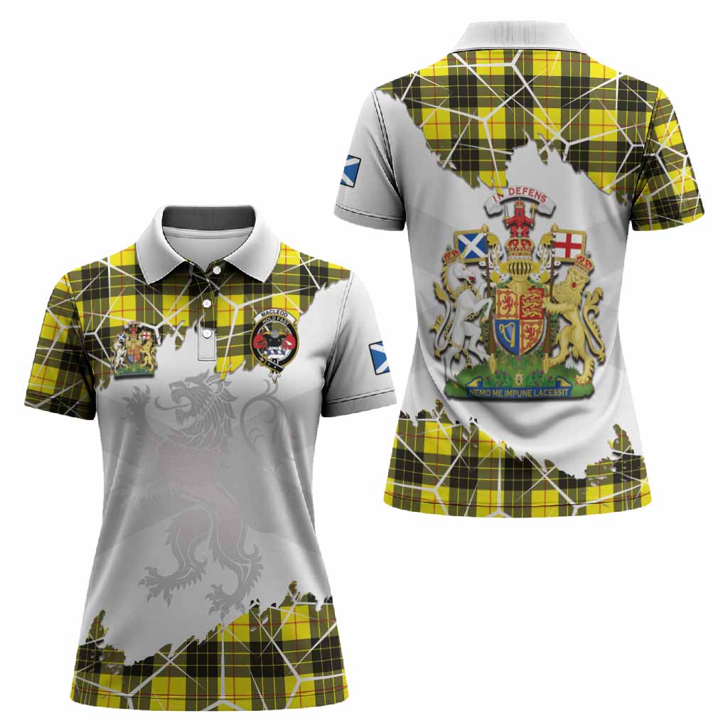 MacLeod (McLeod) Tartan Women Polo Shirt with Family Crest and Lion Rampant Grunge Style