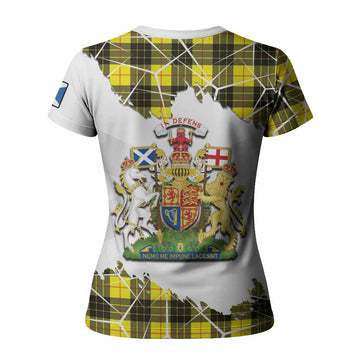 MacLeod (McLeod) Tartan Women T shirt with Family Crest and Lion Rampant Grunge Style
