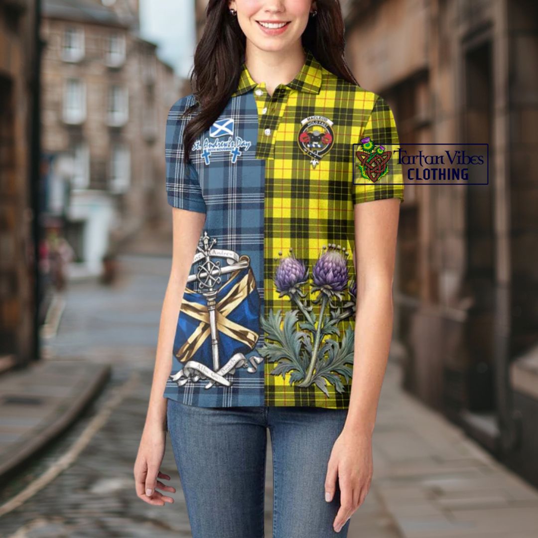 MacLeod (McLeod) Tartan Women's Polo Shirt Happy St. Andrew's Day Half Tartan Style