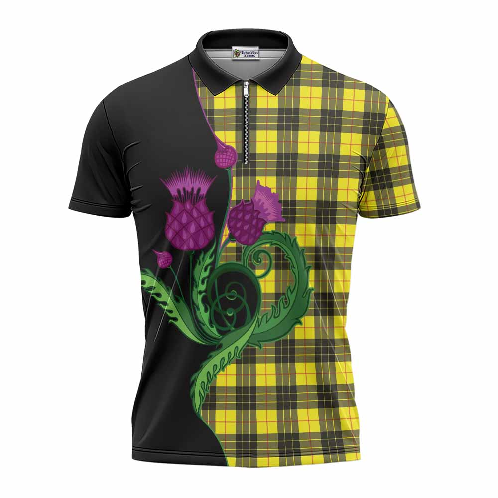 MacLeod (McLeod) Tartan Zipper Polo Shirt Traditional Scottish Thistle