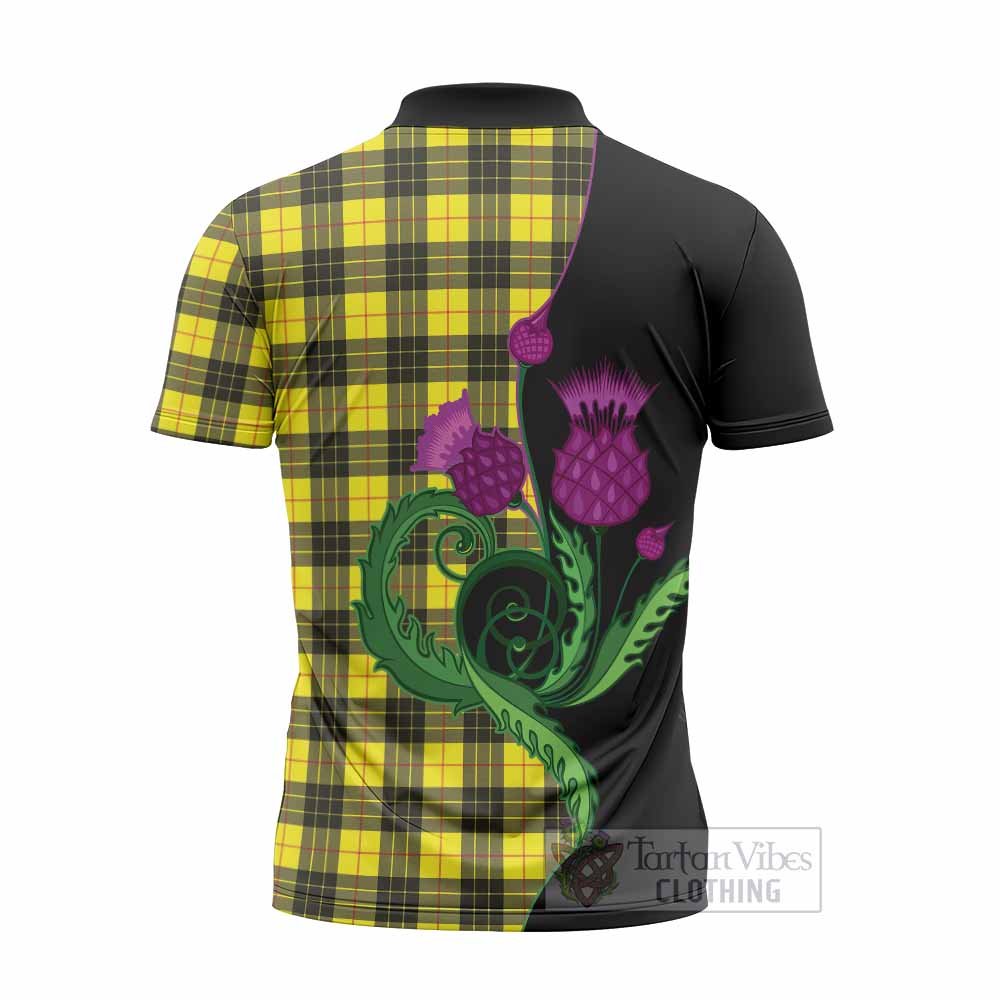 MacLeod (McLeod) Tartan Zipper Polo Shirt Traditional Scottish Thistle