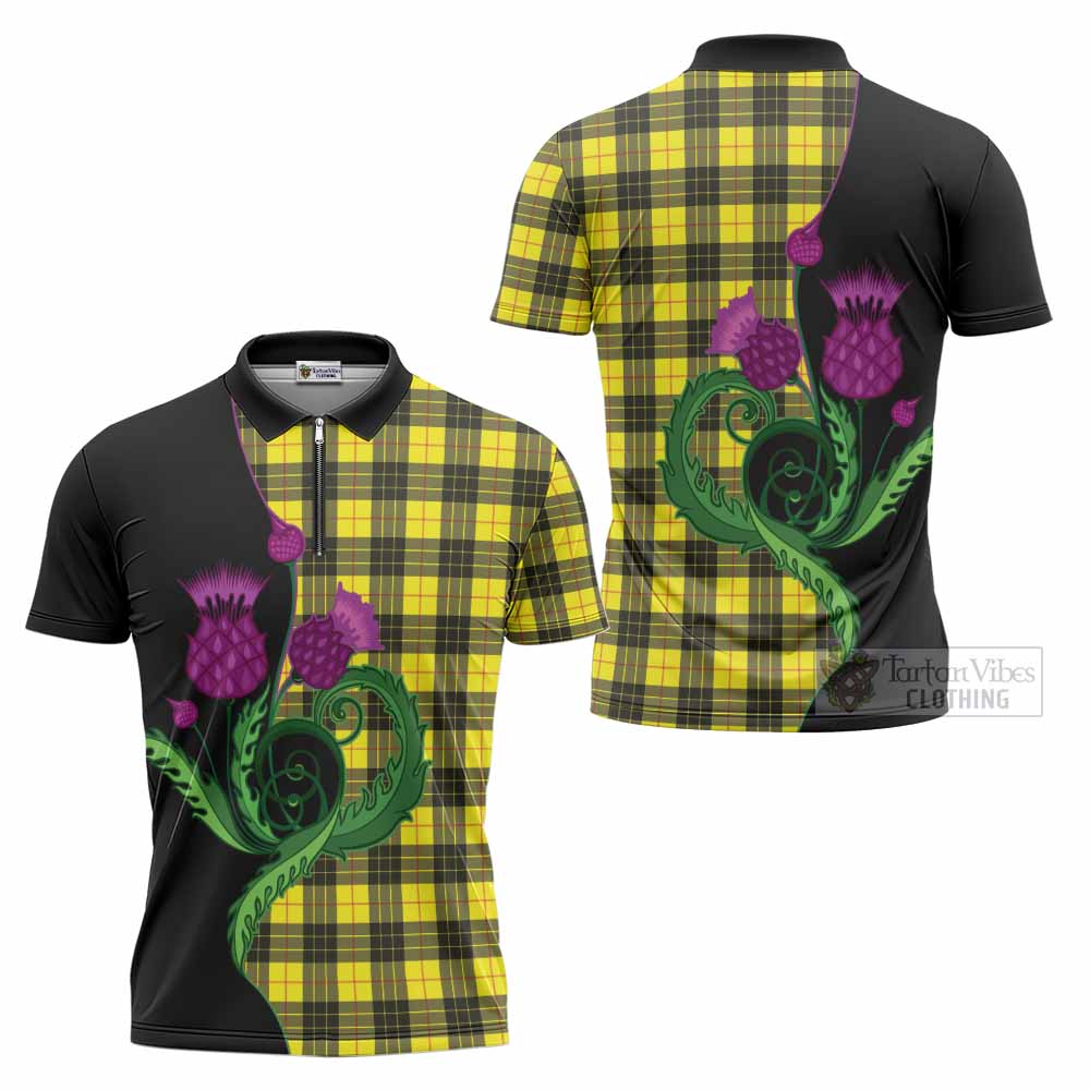 MacLeod (McLeod) Tartan Zipper Polo Shirt Traditional Scottish Thistle