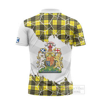 MacLeod (McLeod) Tartan Zipper Polo Shirt with Family Crest and Lion Rampant Grunge Style