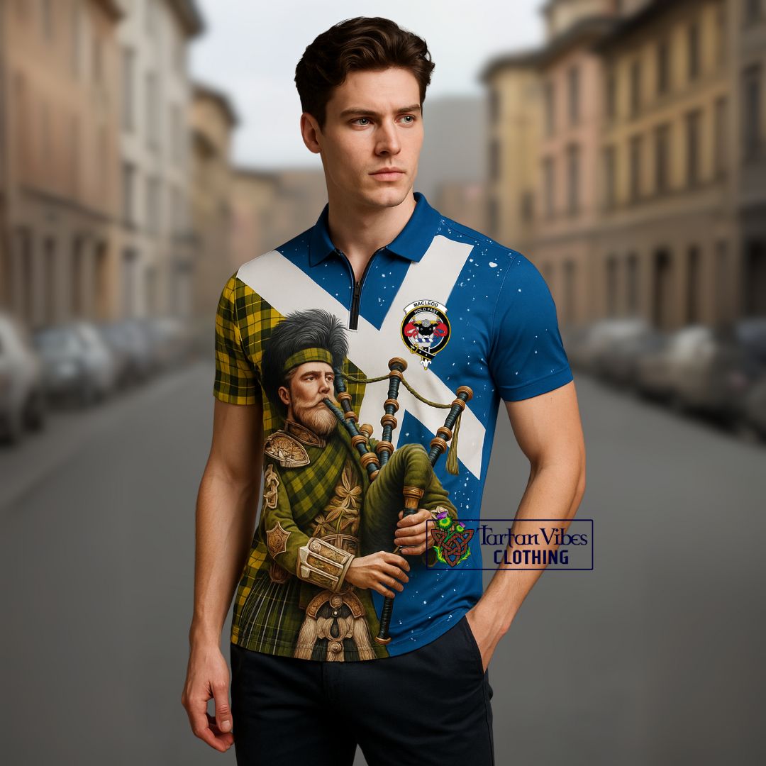 MacLeod (McLeod) Tartan Zipper Polo Shirt with Family Crest Scottish Bagpiper Vibes