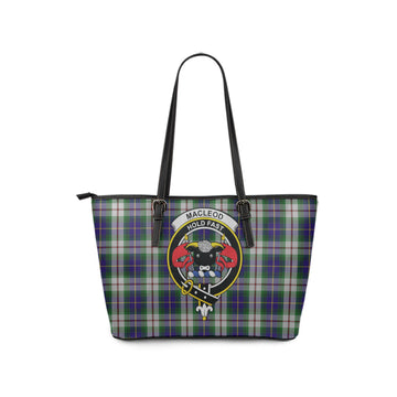 MacLeod Of Californian Tartan Leather Tote Bag with Family Crest
