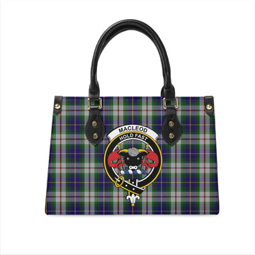 MacLeod Of Californian Tartan Leather Bag with Family Crest