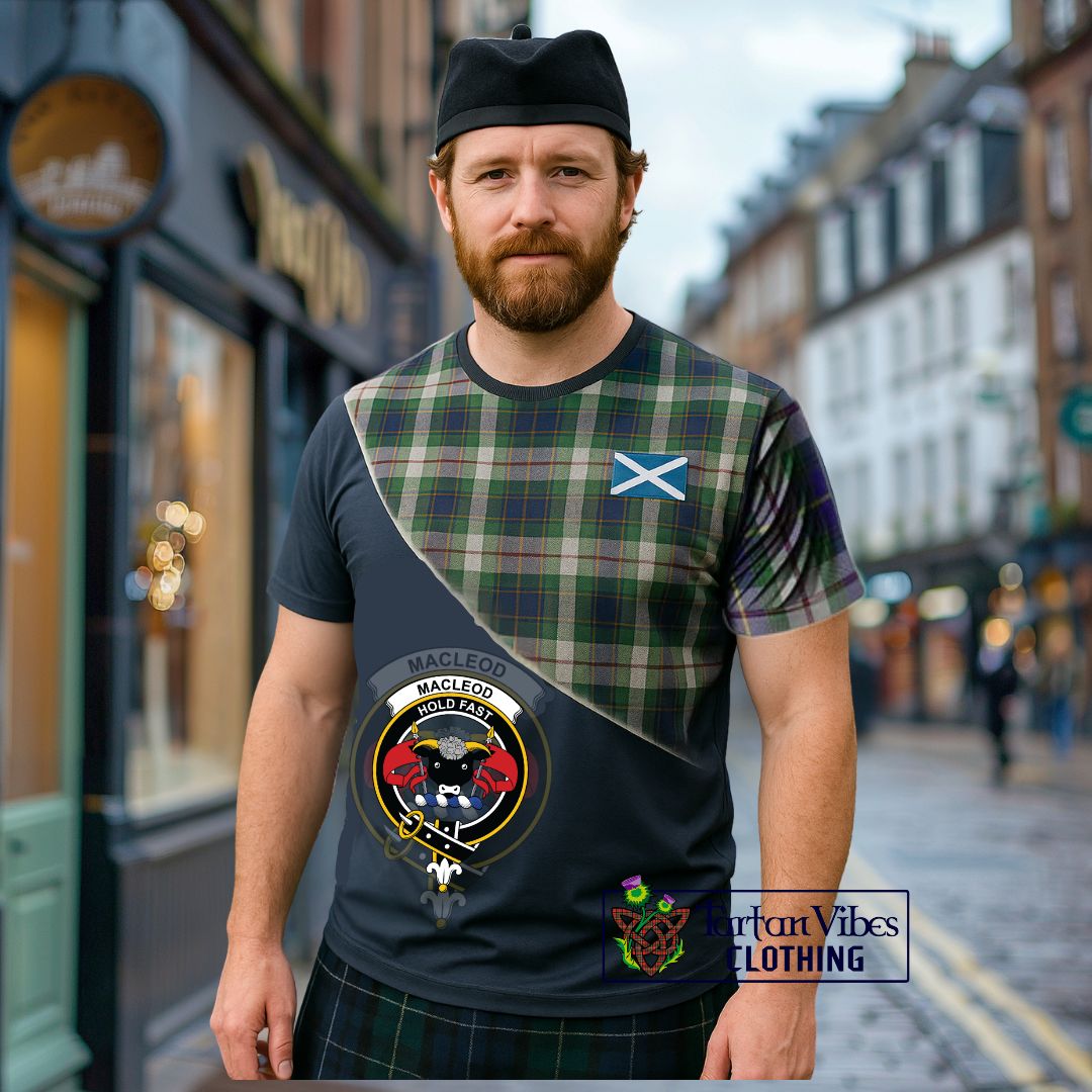 MacLeod Of Californian Tartan T-Shirt with Personalised National Flag and Family Crest Half Style