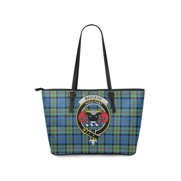 MacLeod of Harris Ancient Tartan Leather Tote Bag with Family Crest