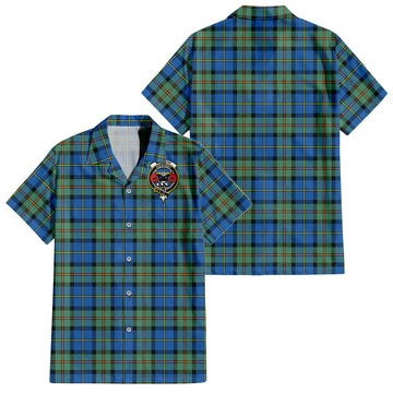 MacLeod of Harris Ancient Tartan Short Sleeve Button Down Shirt with Family Crest