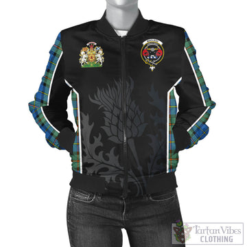 MacLeod of Harris Ancient Tartan Bomber Jacket with Family Crest and Scottish Thistle Vibes Sport Style