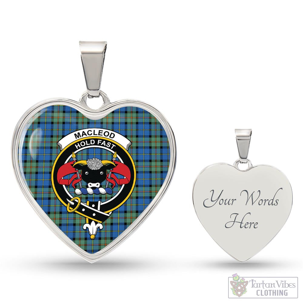 Tartan Vibes Clothing MacLeod of Harris Ancient Tartan Heart Necklace with Family Crest
