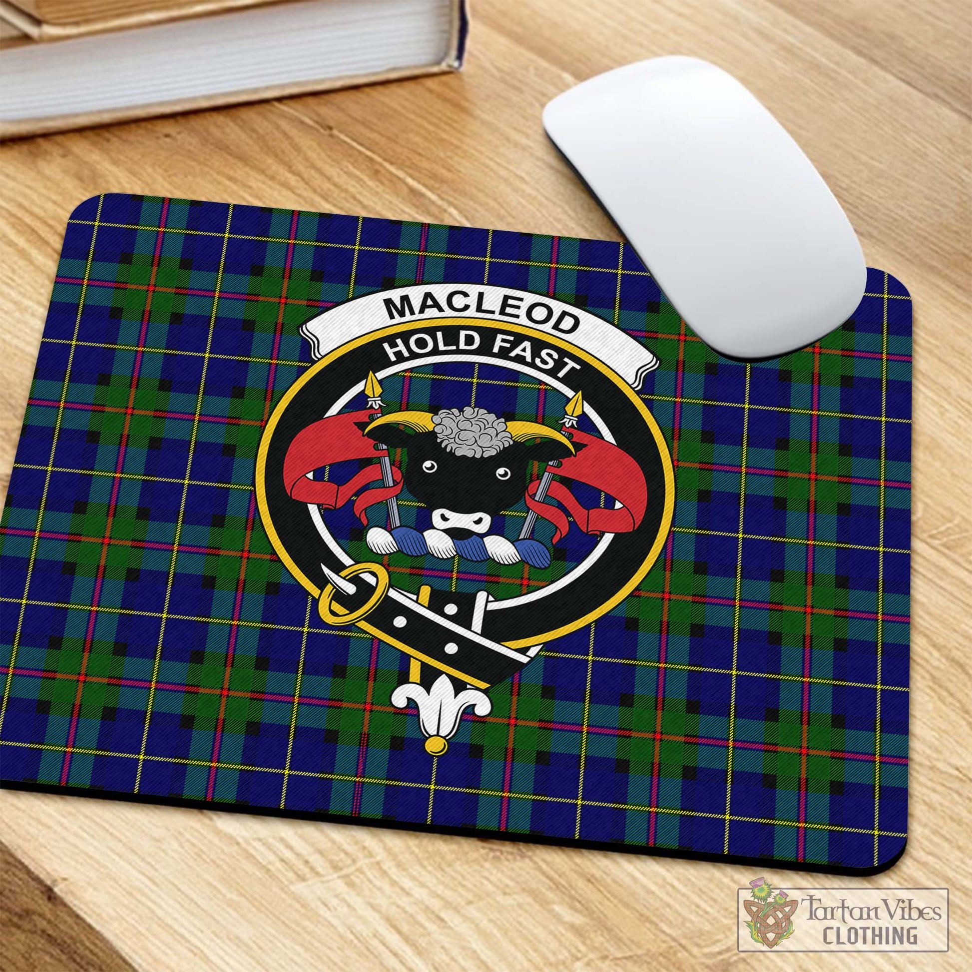 Tartan Vibes Clothing MacLeod of Harris Modern Tartan Mouse Pad with Family Crest