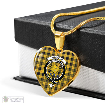 MacLeod of Lewis Ancient Tartan Heart Necklace with Family Crest