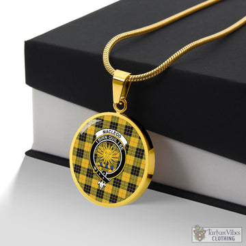 MacLeod of Lewis Ancient Tartan Circle Necklace with Family Crest