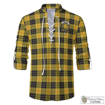 MacLeod of Lewis Ancient Tartan Men's Scottish Traditional Jacobite Ghillie Kilt Shirt with Family Crest