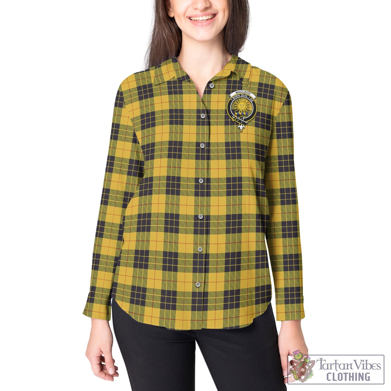 Tartan Vibes Clothing MacLeod of Lewis Ancient Tartan Womens Casual Shirt with Family Crest