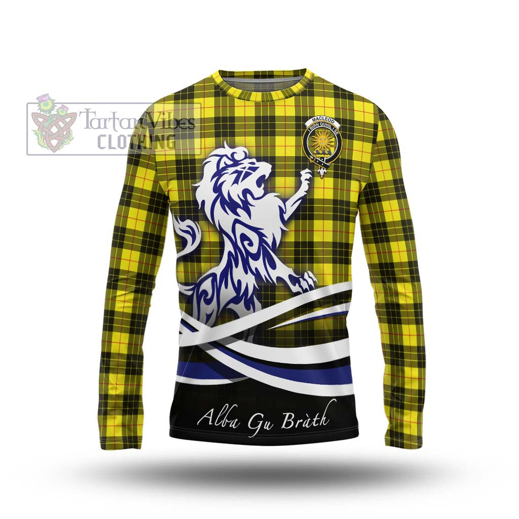 MacLeod (McLeod) Tartan Long Sleeve T-Shirt with Alba Gu Brath Regal Lion Emblem Unisex - Tartanvibesclothing Shop