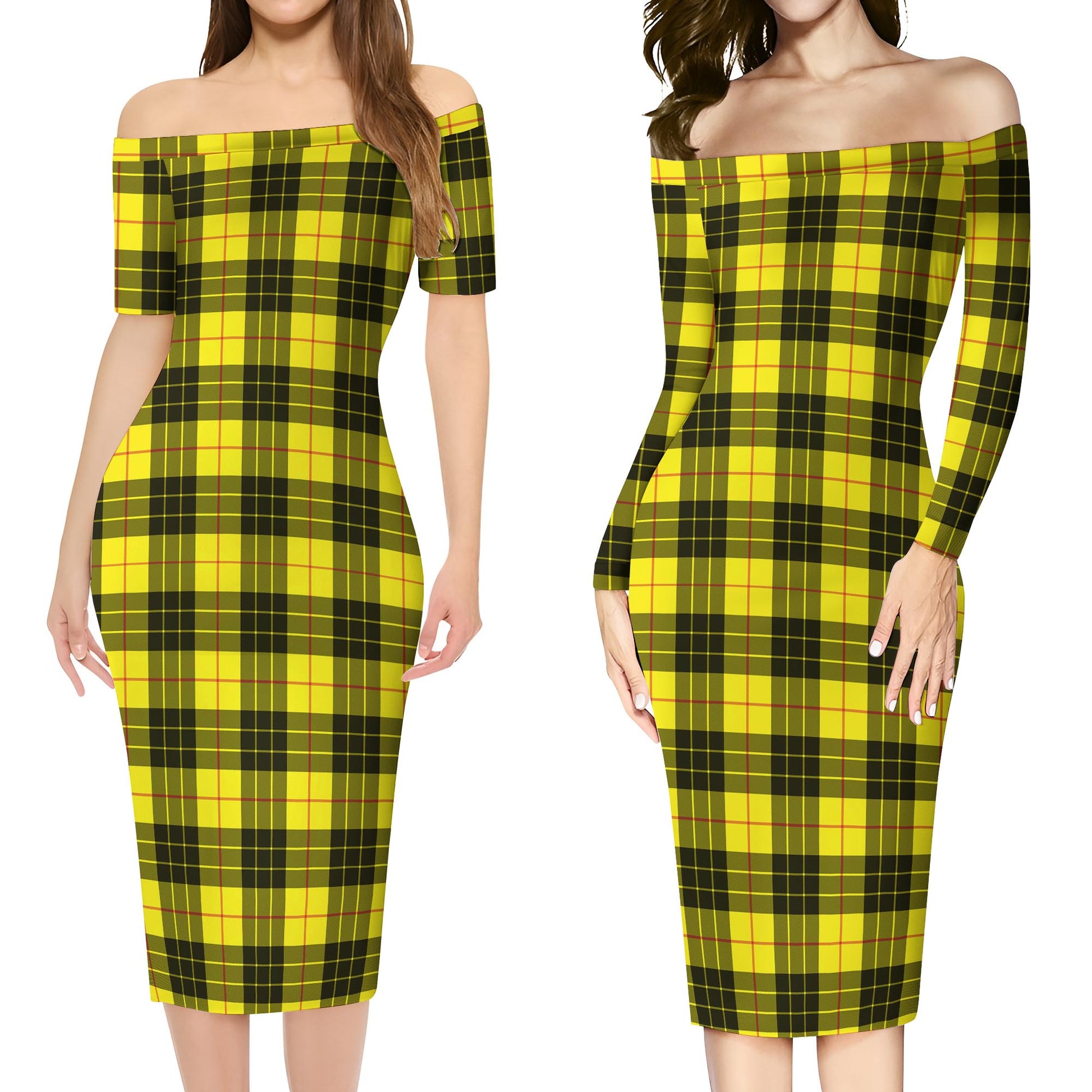 MacLeod of Lewis Modern Tartan Off Shoulder Lady Dress Women's Dress - Tartanvibesclothing
