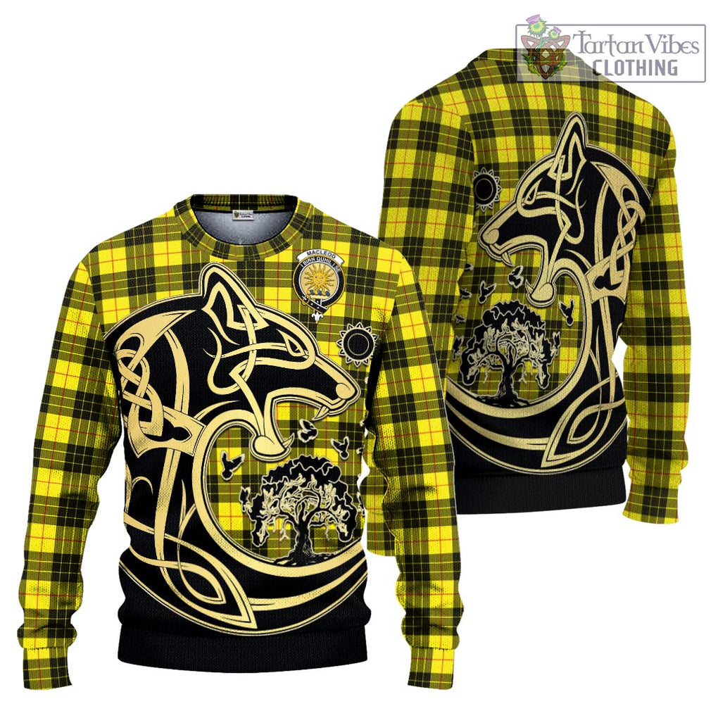 MacLeod (McLeod) Tartan Knitted Sweater with Family Crest Celtic Wolf Style Unisex - Tartan Vibes Clothing