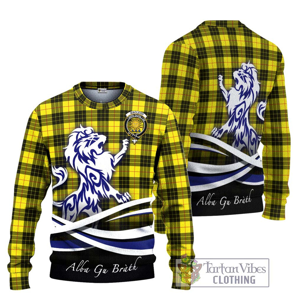 MacLeod (McLeod) Tartan Knitted Sweater with Alba Gu Brath Regal Lion Emblem Unisex - Tartanvibesclothing Shop