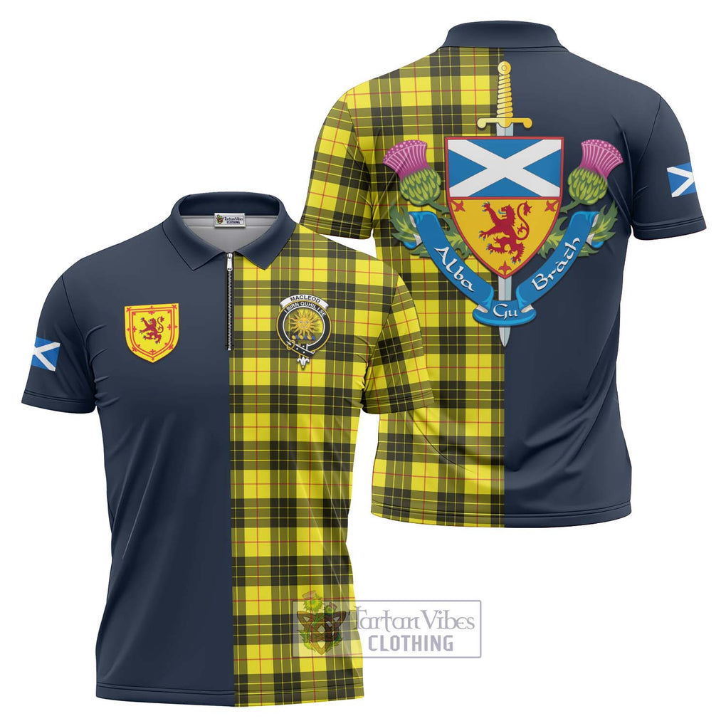 Tartan Vibes Clothing MacLeod of Lewis Modern Tartan Zipper Polo Shirt with Scottish Lion Royal Arm Half Style