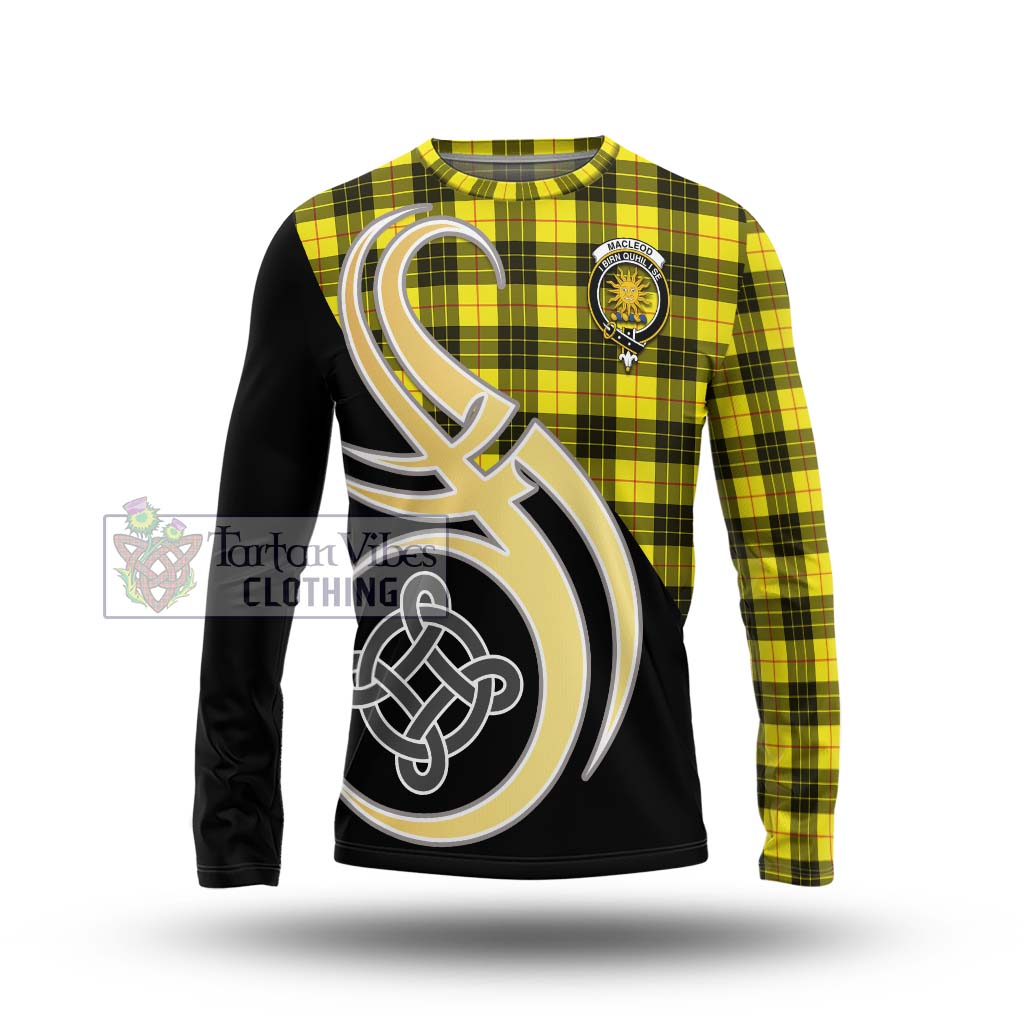 MacLeod (McLeod) Tartan Long Sleeve T-Shirt with Family Crest and Celtic Symbol Style Unisex - Tartan Vibes Clothing