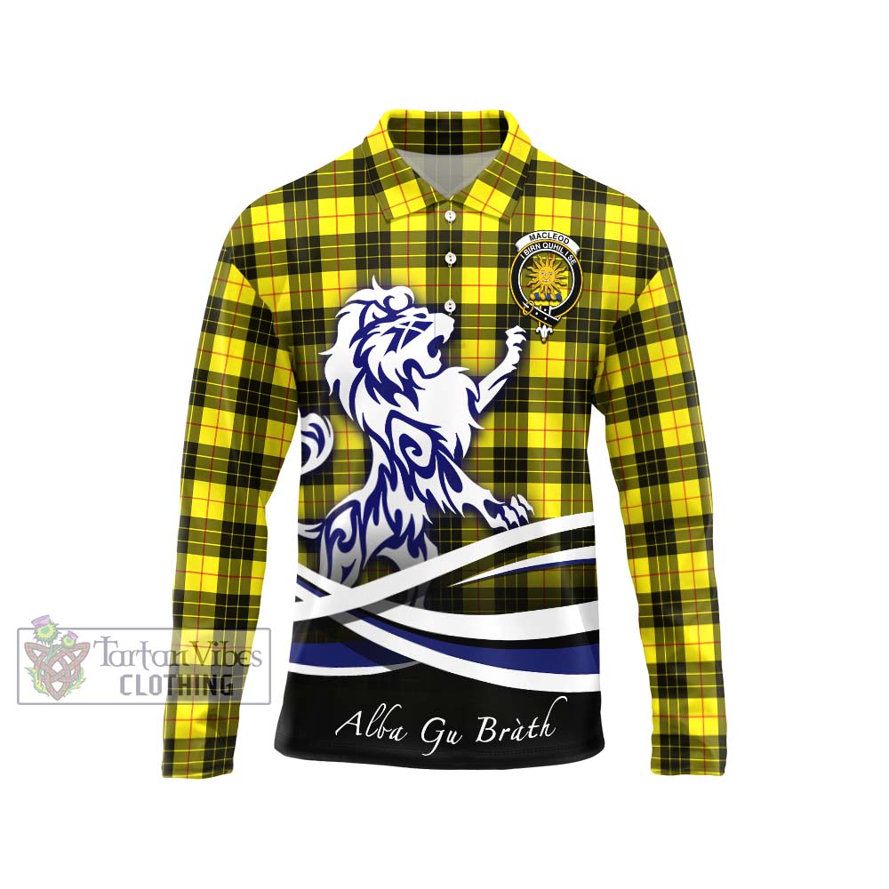 MacLeod (McLeod) Tartan Long Sleeve Polo Shirt with Alba Gu Brath Regal Lion Emblem Unisex - Tartanvibesclothing Shop