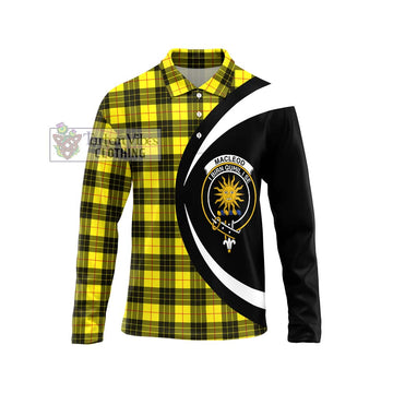 MacLeod (McLeod) Tartan Long Sleeve Polo Shirt with Family Crest Circle Style Unisex - Tartan Vibes Clothing