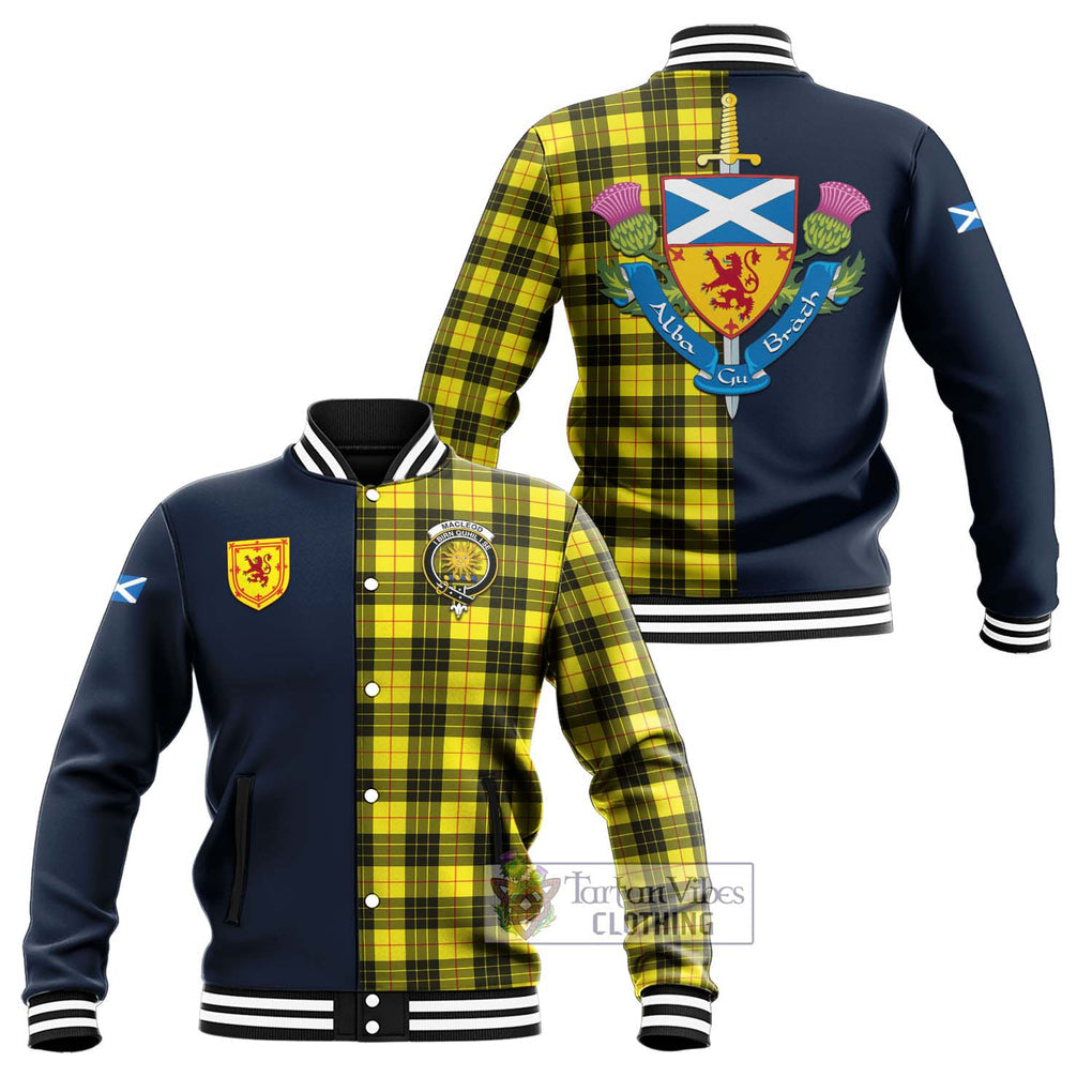 Tartan Vibes Clothing MacLeod of Lewis Modern Tartan Baseball Jacket with Scottish Lion Royal Arm Half Style
