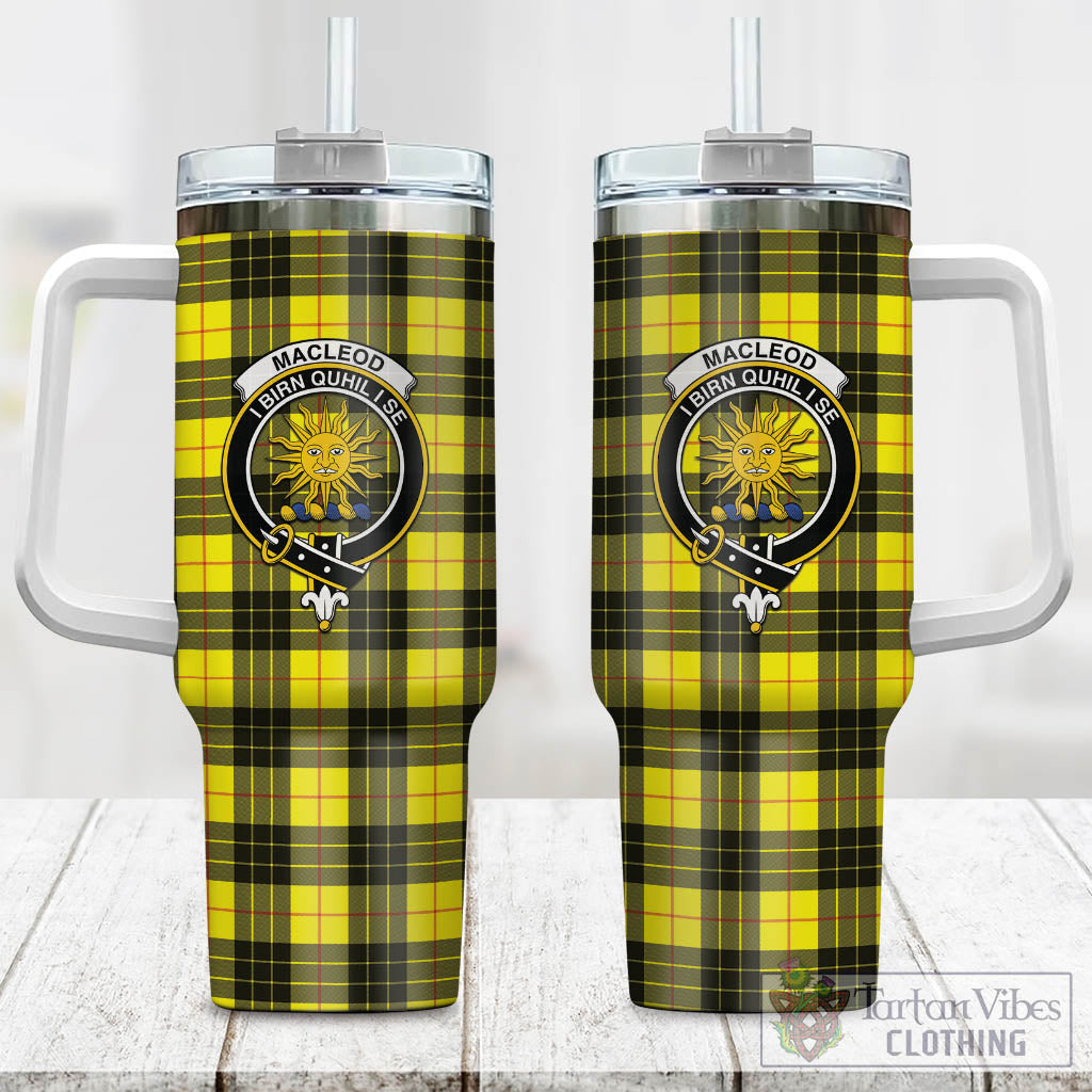 Tartan Vibes Clothing MacLeod of Lewis Modern Tartan and Family Crest Tumbler with Handle