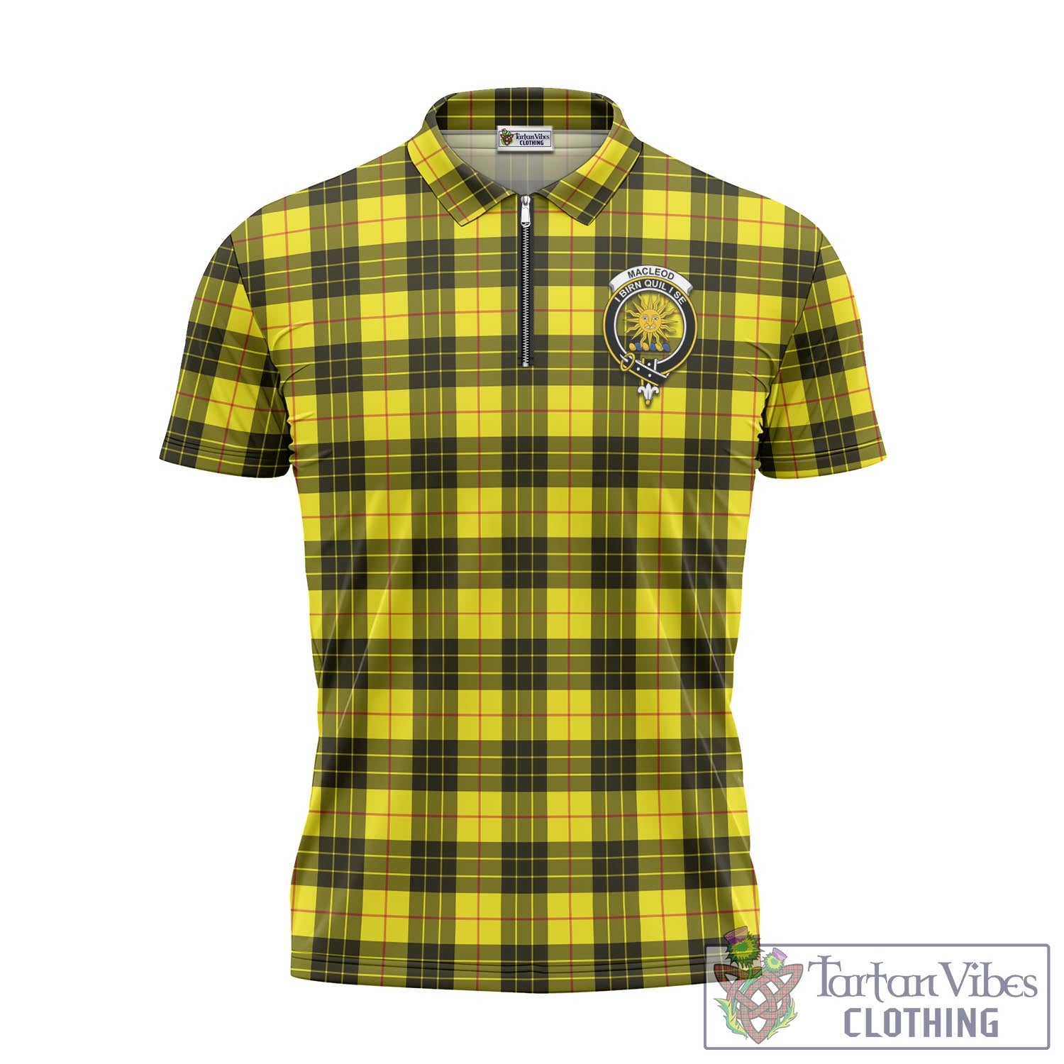 Tartan Vibes Clothing MacLeod of Lewis Modern Tartan Zipper Polo Shirt with Family Crest