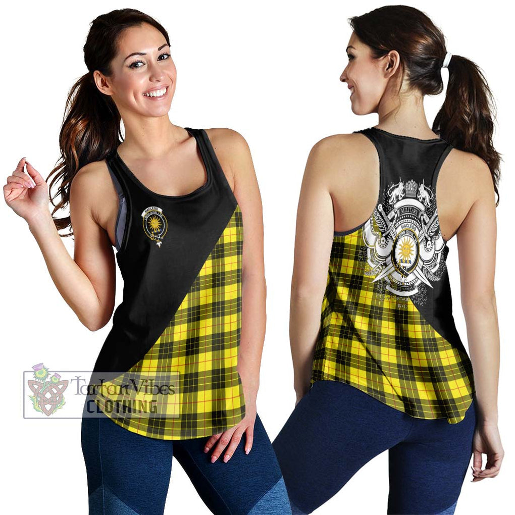 MacLeod (McLeod) Tartan Women's Racerback Tanks with Family Crest and Military Logo Style 4XL - Tartanvibesclothing Shop