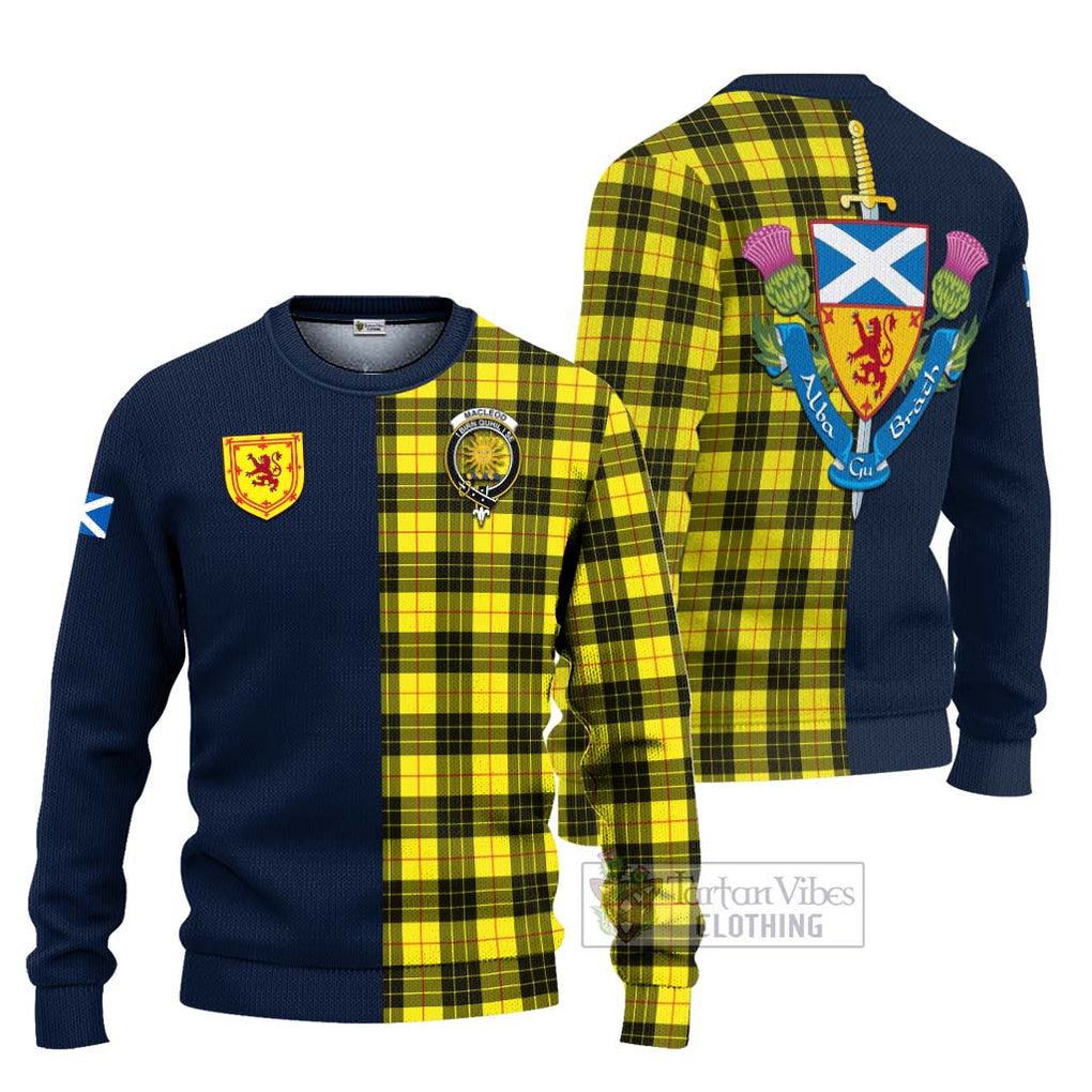 Tartan Vibes Clothing MacLeod of Lewis Modern Tartan Knitted Sweater with Scottish Lion Royal Arm Half Style