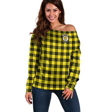 MacLeod (McLeod) Tartan Off Shoulder Women Sweater with Family Crest