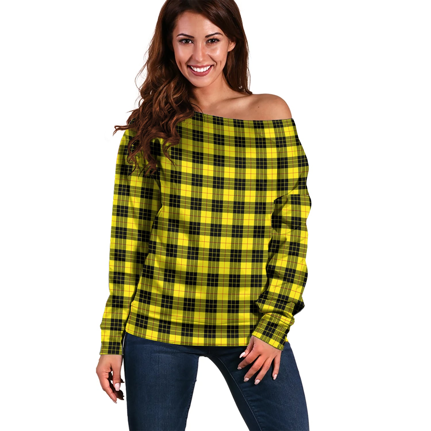 MacLeod of Lewis Modern Tartan Off Shoulder Women Sweater Women - Tartanvibesclothing