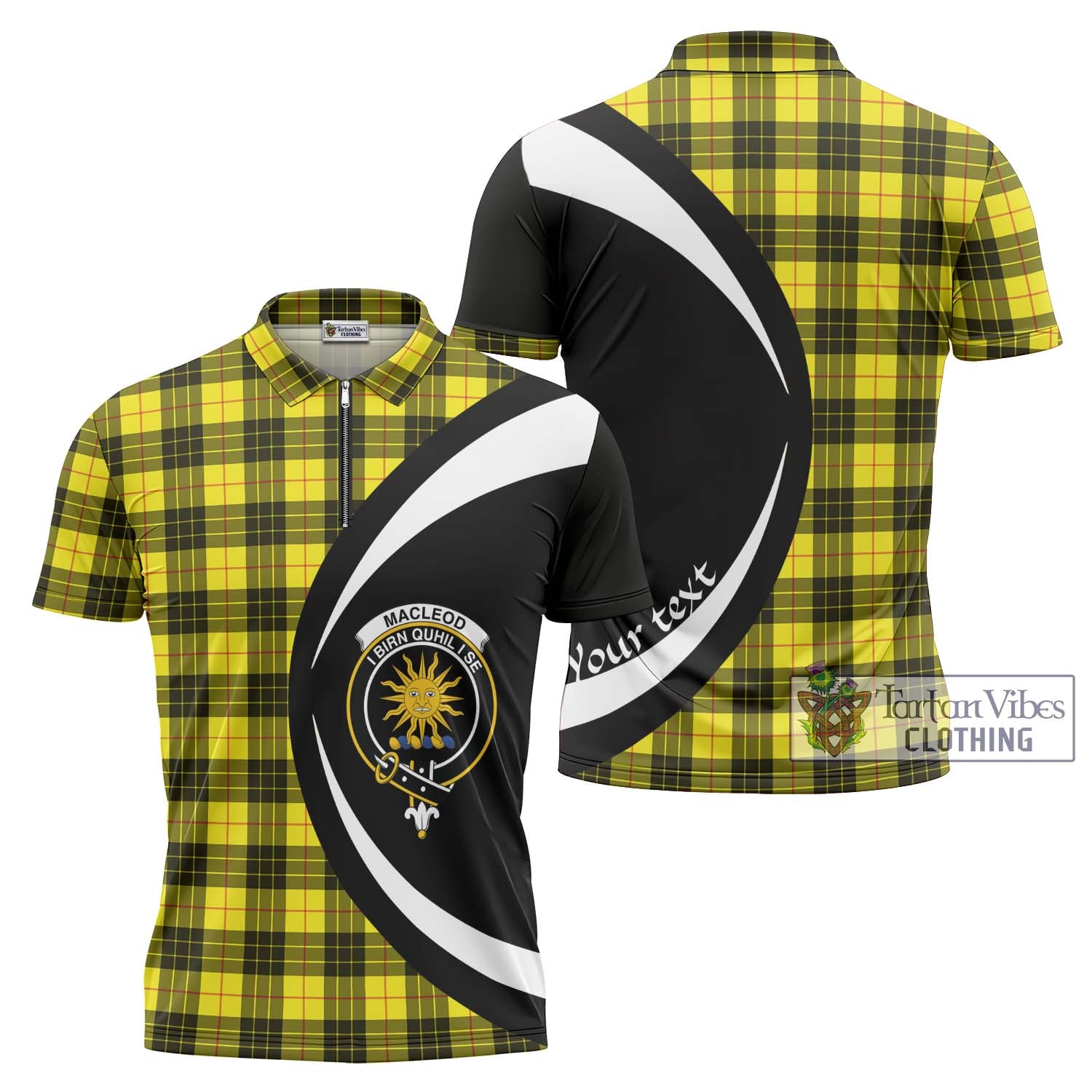 Tartan Vibes Clothing MacLeod of Lewis Modern Tartan Zipper Polo Shirt with Family Crest Circle Style