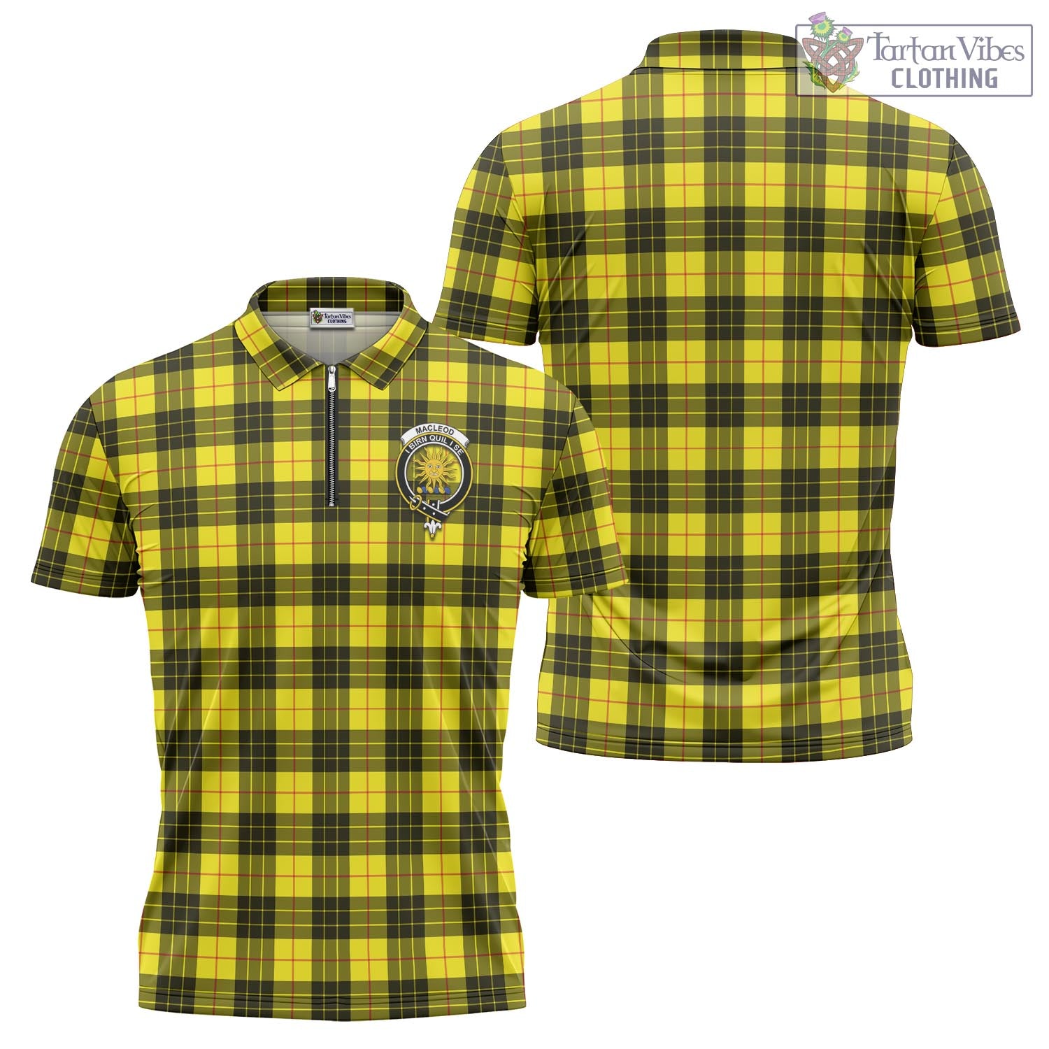 Tartan Vibes Clothing MacLeod of Lewis Modern Tartan Zipper Polo Shirt with Family Crest