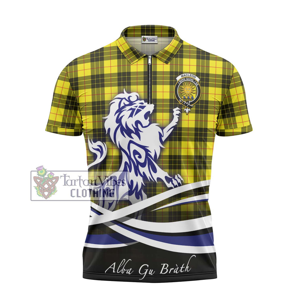 MacLeod (McLeod) Tartan Zipper Polo Shirt with Alba Gu Brath Regal Lion Emblem - Tartanvibesclothing Shop