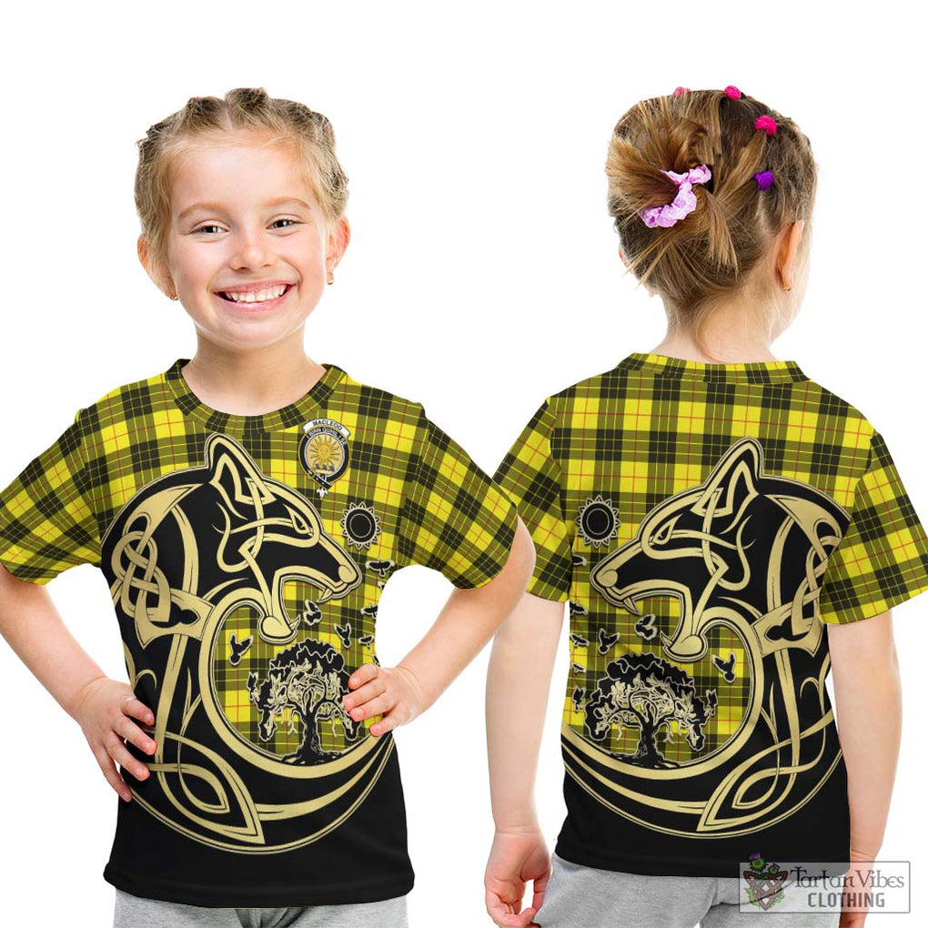 MacLeod (McLeod) Tartan Kid T-Shirt with Family Crest Celtic Wolf Style - Tartan Vibes Clothing
