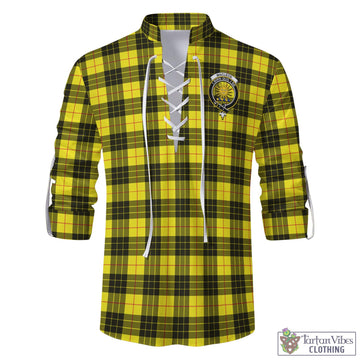 Tartan Vibes Clothing MacLeod of Lewis Modern Tartan Men's Scottish Traditional Jacobite Ghillie Kilt Shirt with Family Crest