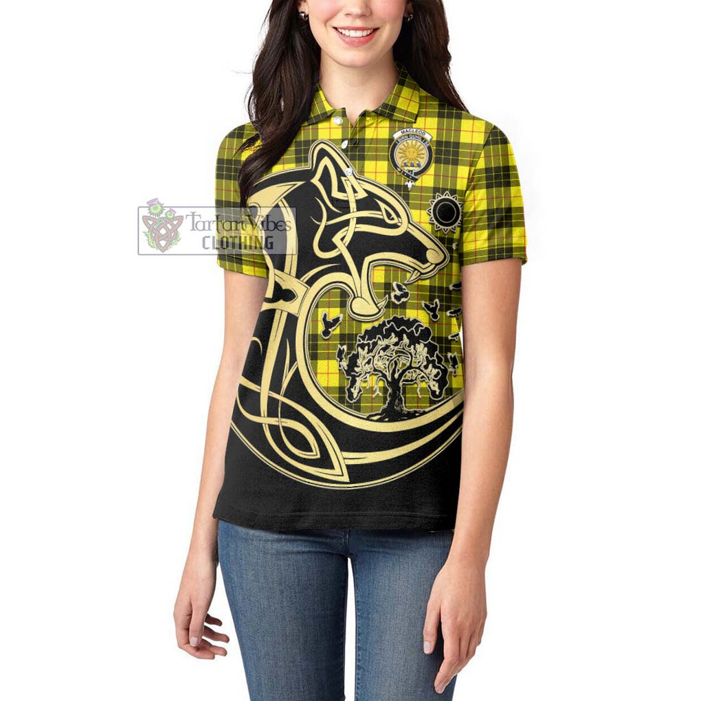 MacLeod (McLeod) Tartan Women's Polo Shirt with Family Crest Celtic Wolf Style - Tartanvibesclothing Shop
