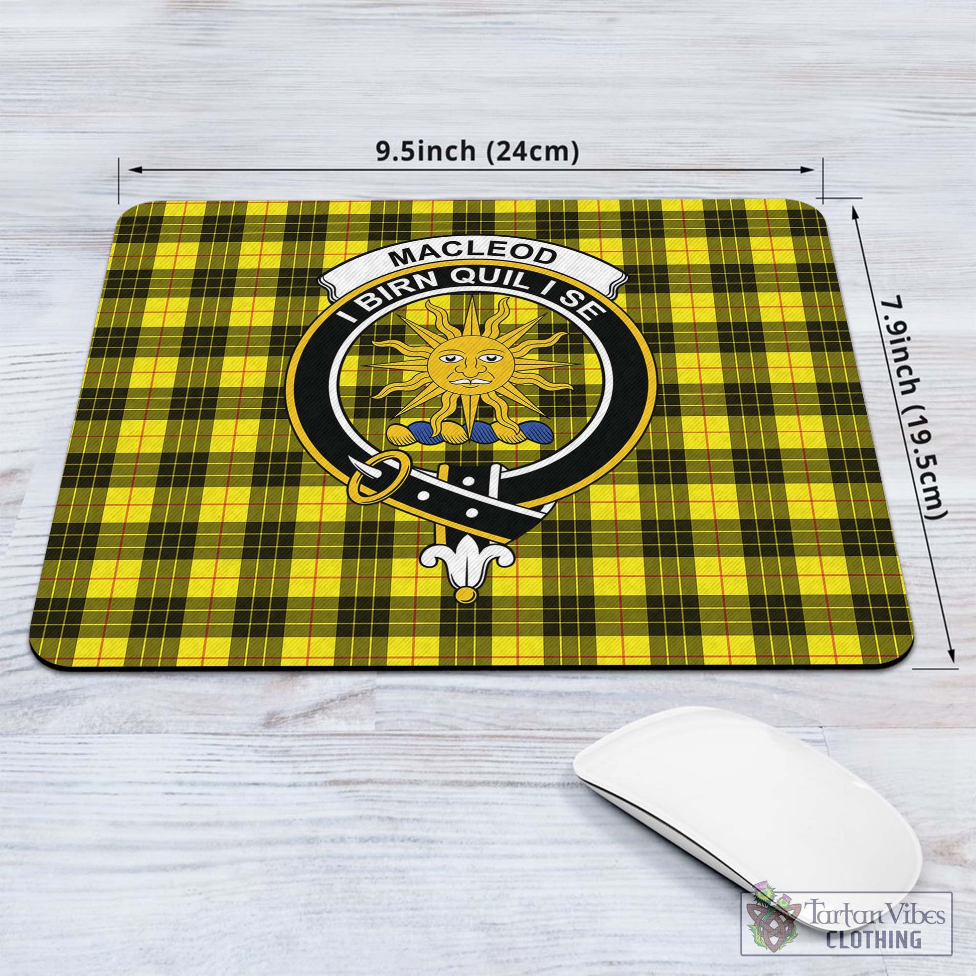 Tartan Vibes Clothing MacLeod of Lewis Modern Tartan Mouse Pad with Family Crest