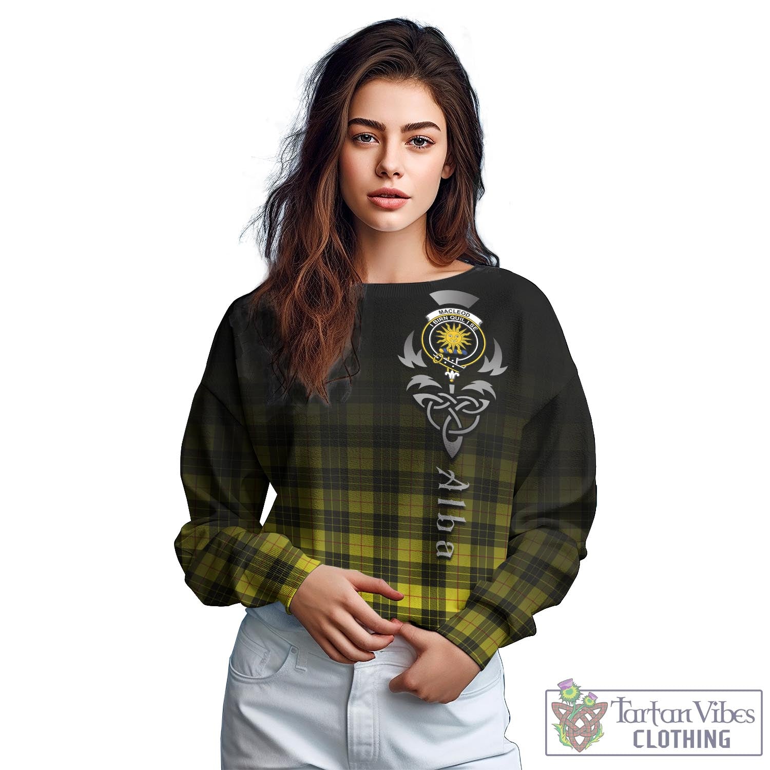 Tartan Vibes Clothing MacLeod of Lewis Modern Tartan Sweatshirt Featuring Alba Gu Brath Family Crest Celtic Inspired