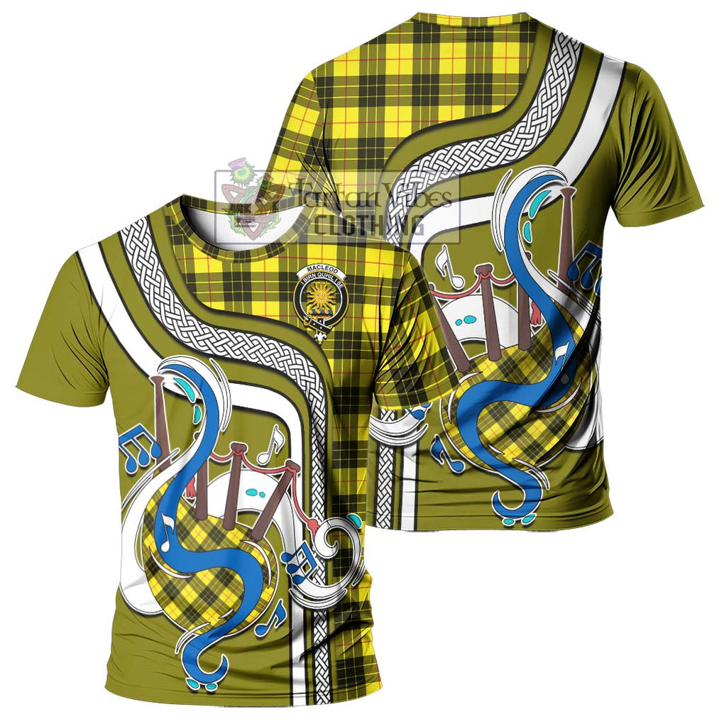 MacLeod (McLeod) Tartan T-Shirt with Epic Bagpipe Style - Tartanvibesclothing Shop
