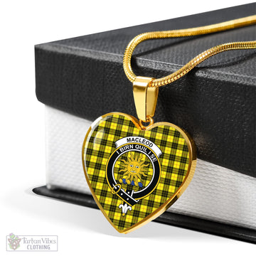 MacLeod of Lewis Modern Tartan Heart Necklace with Family Crest